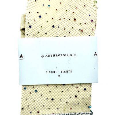 Anthropologie Gemstone Fishnet Tights Beige Halloween Size M